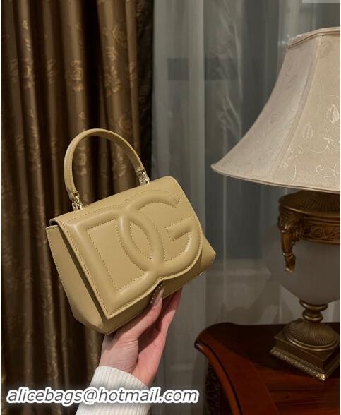 Luxury Discount Dolce & Gabbana DG Logo Top Handle Bag in Calf Leather D9142 Beige 2024