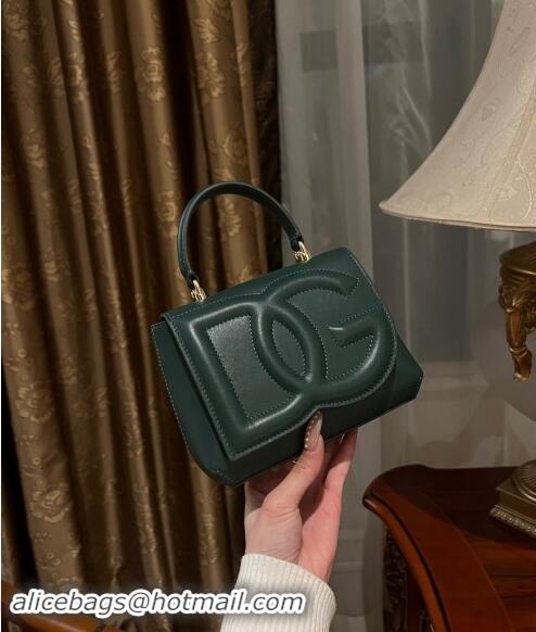 Buy Fashionable Dolce & Gabbana DG Logo Top Handle Bag in Calf Leather D9142 Dark Green 2024