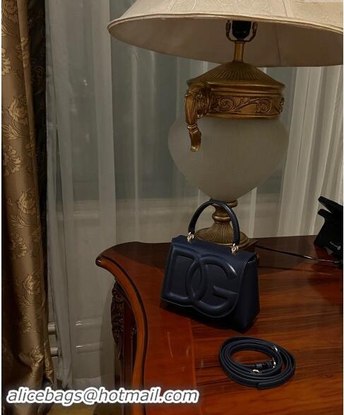 Promotional Dolce & Gabbana DG Logo Top Handle Bag in Calf Leather D9142 Deep Blue 2024