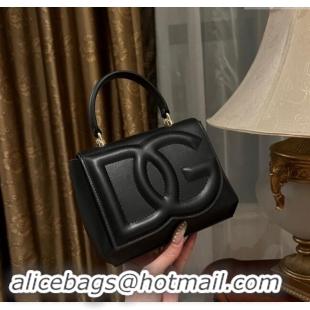 Top Grade Dolce & Gabbana DG Logo Top Handle Bag in Calf Leather D9142 Black 2024