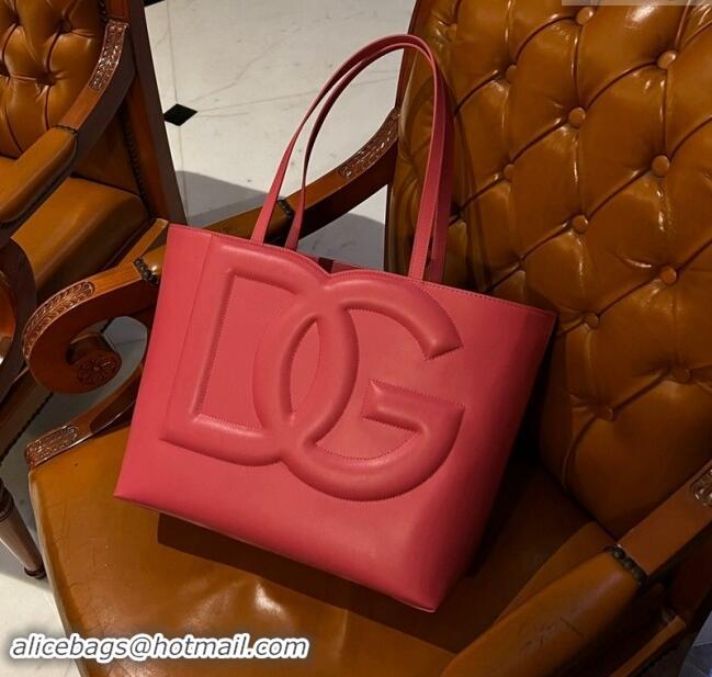 New Fashion Dolce & Gabbana DG Logo Medium Shopper Tote Bag in Calfskin D9158 Pink 2024