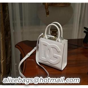 Affordable Price Dolce & Gabbana DG Logo Mini Tote Bag in Calfskin Leather D9159 White 2024