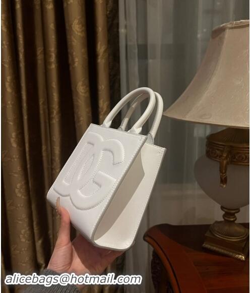 Affordable Price Dolce & Gabbana DG Logo Mini Tote Bag in Calfskin Leather D9159 White 2024