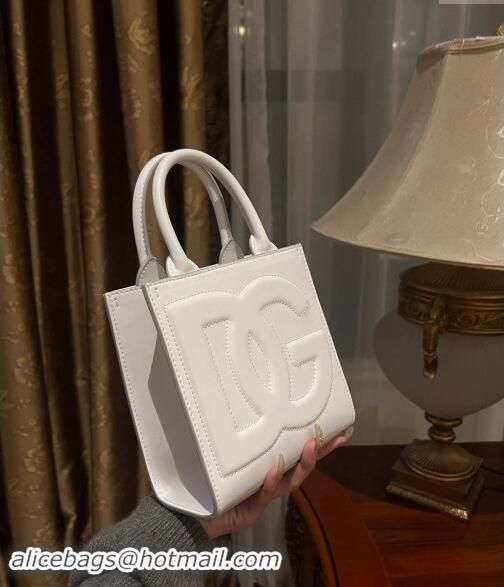 Affordable Price Dolce & Gabbana DG Logo Mini Tote Bag in Calfskin Leather D9159 White 2024