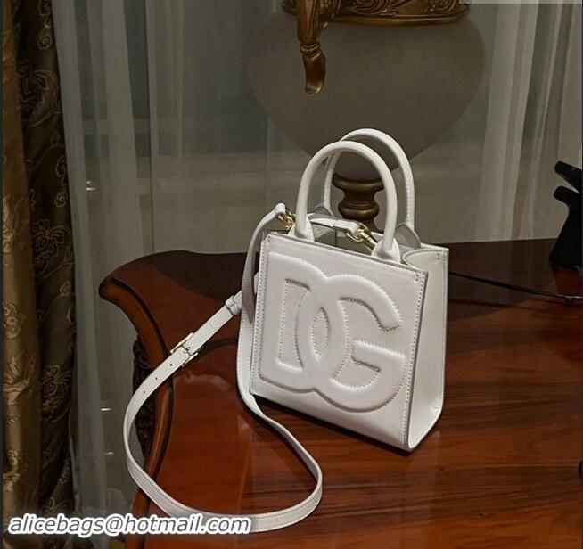 Affordable Price Dolce & Gabbana DG Logo Mini Tote Bag in Calfskin Leather D9159 White 2024