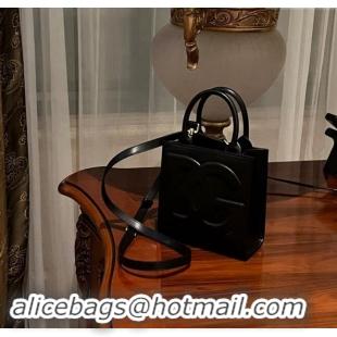 Luxury Cheap Dolce & Gabbana DG Logo Mini Tote Bag in Calfskin Leather D9159 Black 2024