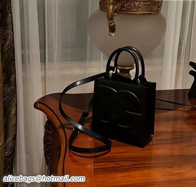 Luxury Cheap Dolce & Gabbana DG Logo Mini Tote Bag in Calfskin Leather D9159 Black 2024