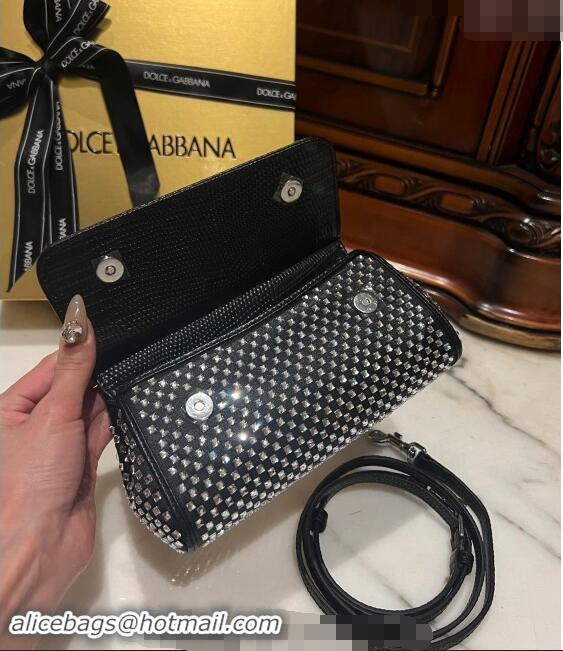 Big Discount Dolce&Gabbana Mini Sicily handbag with Square-Crystals Allover D9159 Black 2024