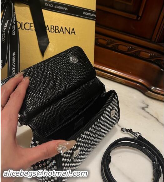 Big Discount Dolce&Gabbana Mini Sicily handbag with Square-Crystals Allover D9159 Black 2024