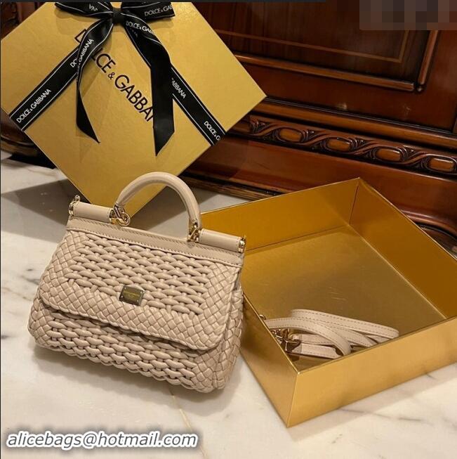 Pretty Style Dolce & Gabbana Small Sicily bag in Woven Nappa Leather 0419 Light Beige 2024