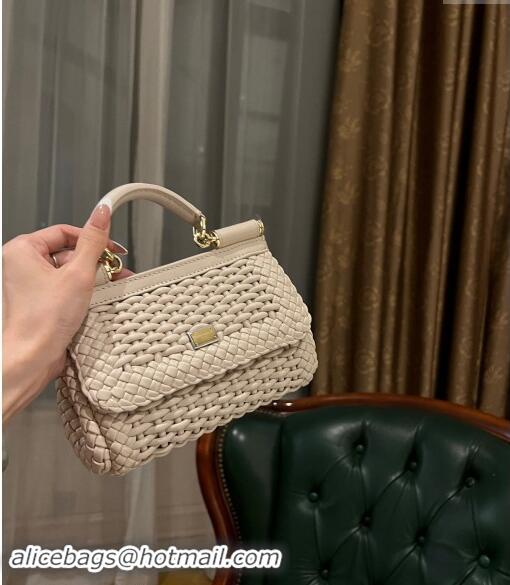 Pretty Style Dolce & Gabbana Small Sicily bag in Woven Nappa Leather 0419 Light Beige 2024