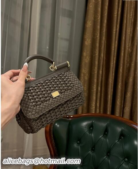 Most Popular Dolce & Gabbana Small Sicily bag in Woven Nappa Leather 0419 Dark Grey 2024