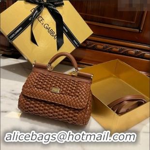 Classic Specials Dolce & Gabbana Small Sicily bag in Woven Nappa Leather 0419 Brown 2024