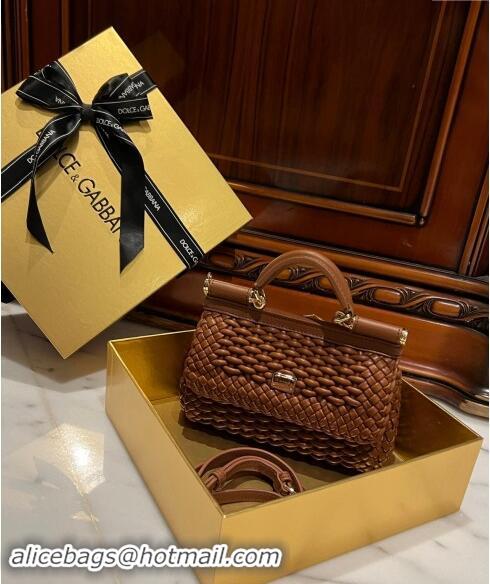 Classic Specials Dolce & Gabbana Small Sicily bag in Woven Nappa Leather 0419 Brown 2024