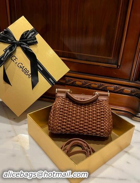 Classic Specials Dolce & Gabbana Small Sicily bag in Woven Nappa Leather 0419 Brown 2024