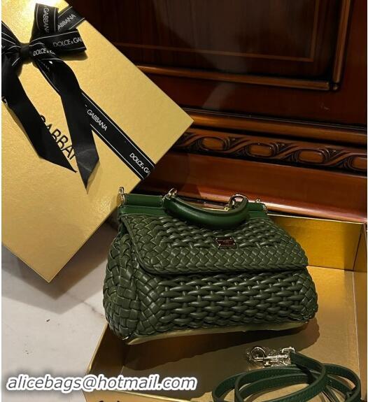 Good Looking Dolce & Gabbana Small Sicily bag in Woven Nappa Leather 0419 Green 2024