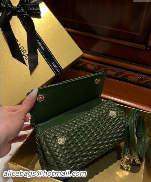 Good Looking Dolce & Gabbana Small Sicily bag in Woven Nappa Leather 0419 Green 2024