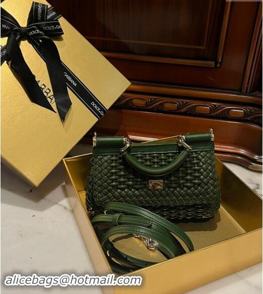 Good Looking Dolce & Gabbana Small Sicily bag in Woven Nappa Leather 0419 Green 2024