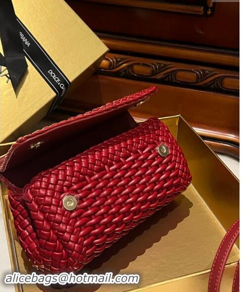 Luxury Discount Dolce & Gabbana Small Sicily bag in Woven Nappa Leather 0419 Red 2024