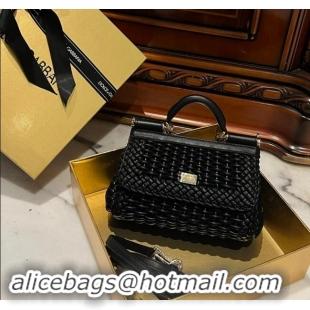 Top Grade Dolce & Gabbana Small Sicily bag in Woven Nappa Leather 0419 Black 2024