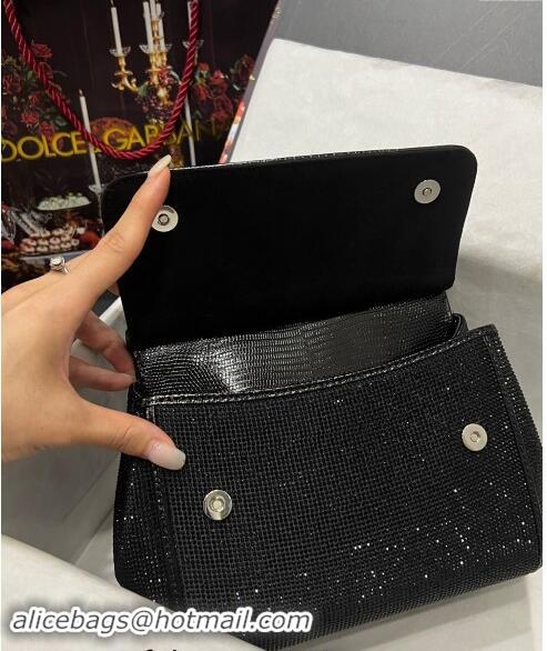 Shop Grade Dolce&Gabbana Small Sicily handbag with Crystals D9037 All Black 2024