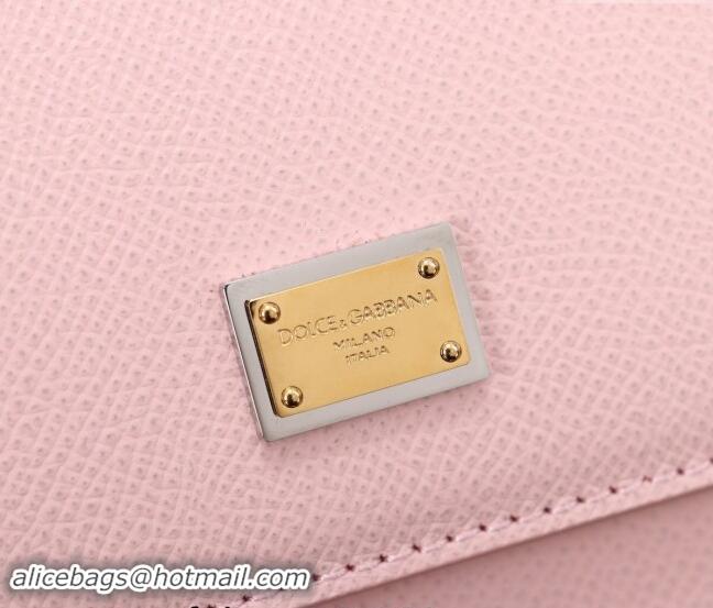 Famous Brand Dolce&Gabbana Small Sicily handbag in Grained Leather BB6112 Light Pink 2024