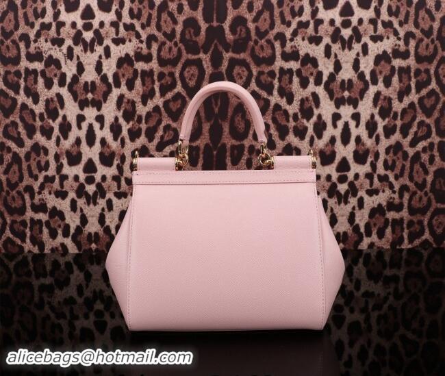 Famous Brand Dolce&Gabbana Small Sicily handbag in Grained Leather BB6112 Light Pink 2024