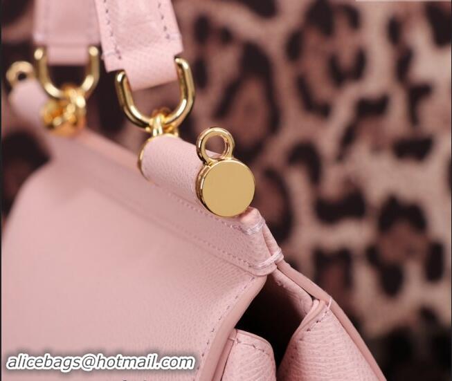 Famous Brand Dolce&Gabbana Small Sicily handbag in Grained Leather BB6112 Light Pink 2024