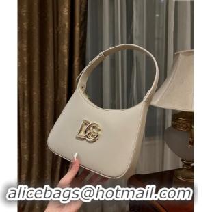 Promotional Dolce & Gabbana 3.5 Hobo Calfskin Shoulder bag with DG Logo 9040 Light Grey 2024