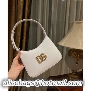 Fashion Discount Dolce & Gabbana 3.5 Hobo Calfskin Shoulder bag with DG Logo 9040 White 2024