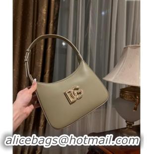 Pretty Style Dolce & Gabbana 3.5 Hobo Calfskin Shoulder bag with DG Logo 9040 Khaki Green 2024