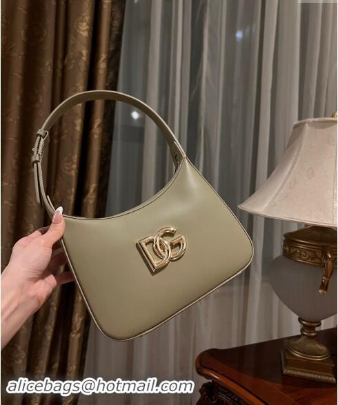 Pretty Style Dolce & Gabbana 3.5 Hobo Calfskin Shoulder bag with DG Logo 9040 Khaki Green 2024