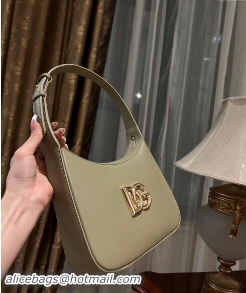 Pretty Style Dolce & Gabbana 3.5 Hobo Calfskin Shoulder bag with DG Logo 9040 Khaki Green 2024