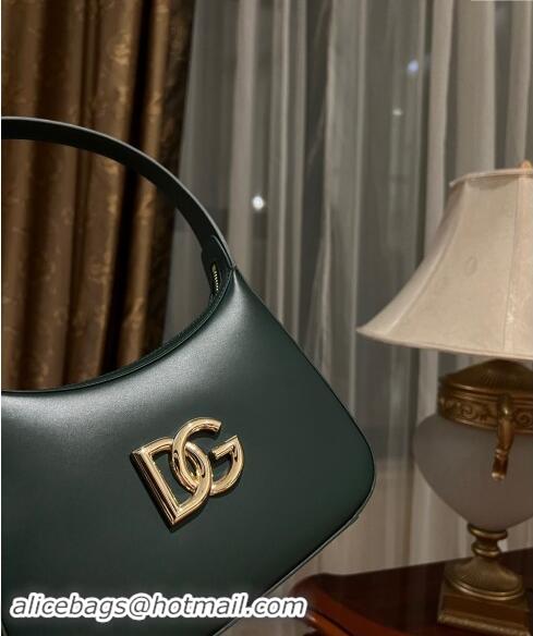 New Design Dolce & Gabbana 3.5 Hobo Calfskin Shoulder bag with DG Logo 9040 Dark Green 2024