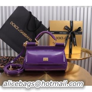 Famous Brand Dolce&Gabbana Patent Calfskin Mini Sicily handbag BB6111 Purple 2024