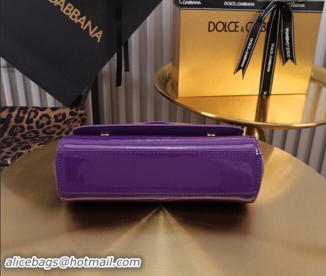 Famous Brand Dolce&Gabbana Patent Calfskin Mini Sicily handbag BB6111 Purple 2024