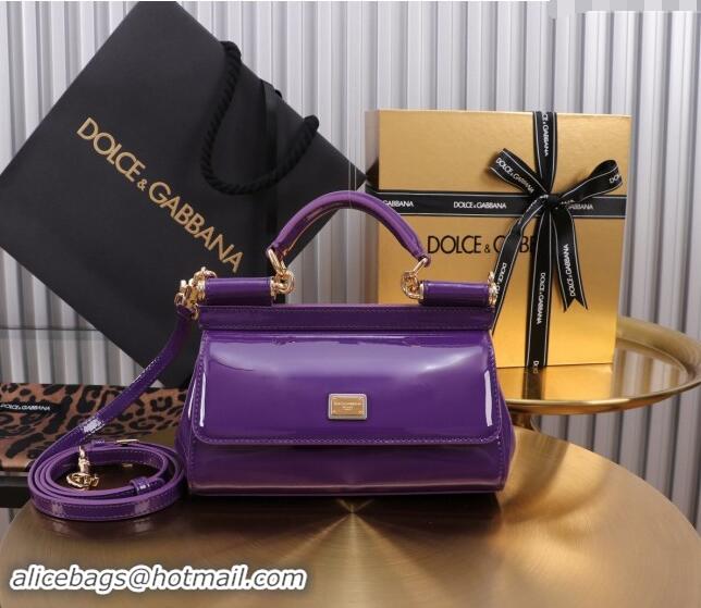 Famous Brand Dolce&Gabbana Patent Calfskin Mini Sicily handbag BB6111 Purple 2024