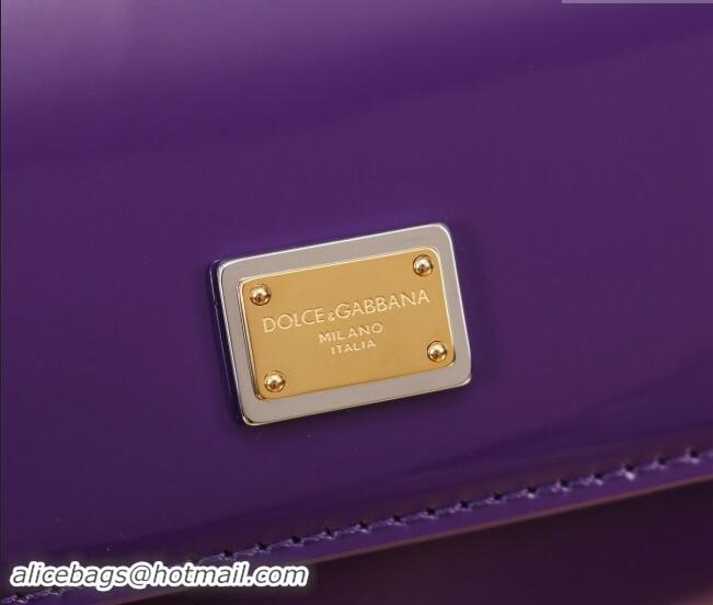 Famous Brand Dolce&Gabbana Patent Calfskin Mini Sicily handbag BB6111 Purple 2024