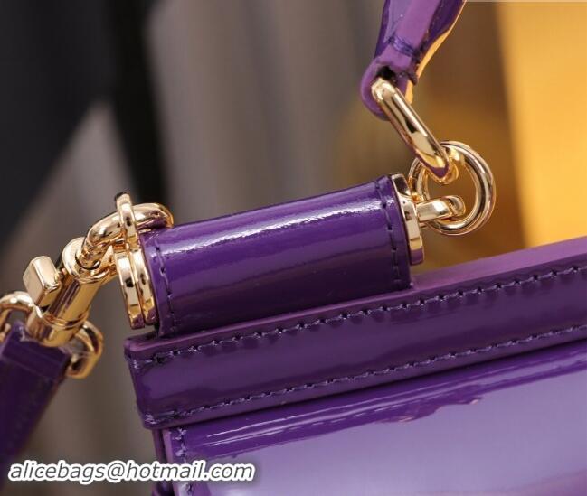 Famous Brand Dolce&Gabbana Patent Calfskin Mini Sicily handbag BB6111 Purple 2024