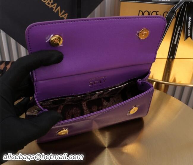 Famous Brand Dolce&Gabbana Patent Calfskin Mini Sicily handbag BB6111 Purple 2024