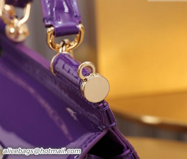 Famous Brand Dolce&Gabbana Patent Calfskin Mini Sicily handbag BB6111 Purple 2024