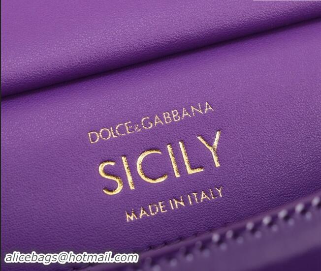 Famous Brand Dolce&Gabbana Patent Calfskin Mini Sicily handbag BB6111 Purple 2024