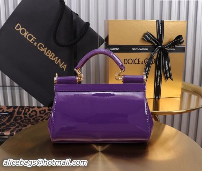 Famous Brand Dolce&Gabbana Patent Calfskin Mini Sicily handbag BB6111 Purple 2024