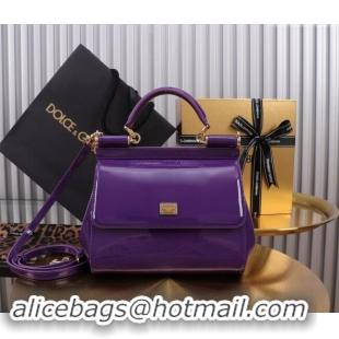 Big Discount Dolce&Gabbana Patent Calfskin Small Sicily handbag BB6112 Purple 2024