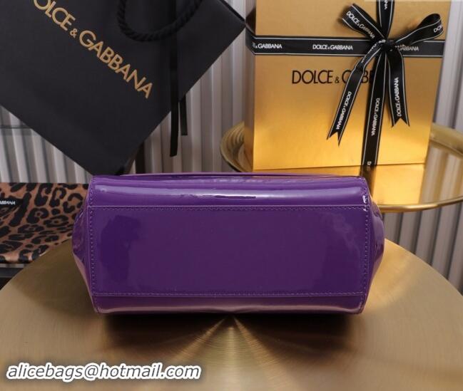 Big Discount Dolce&Gabbana Patent Calfskin Small Sicily handbag BB6112 Purple 2024