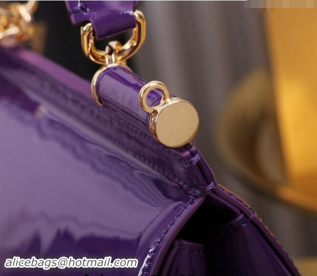 Big Discount Dolce&Gabbana Patent Calfskin Small Sicily handbag BB6112 Purple 2024