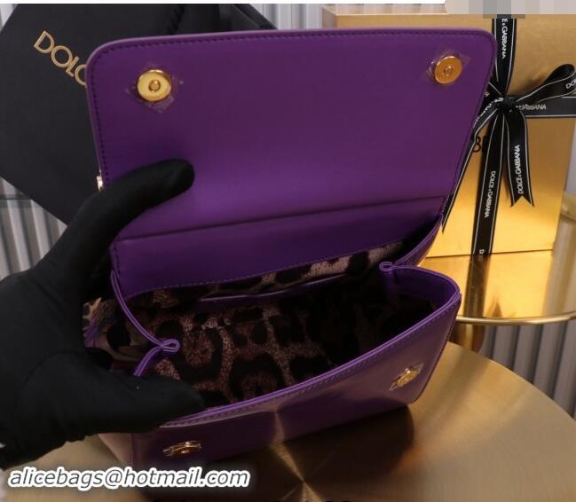 Big Discount Dolce&Gabbana Patent Calfskin Small Sicily handbag BB6112 Purple 2024