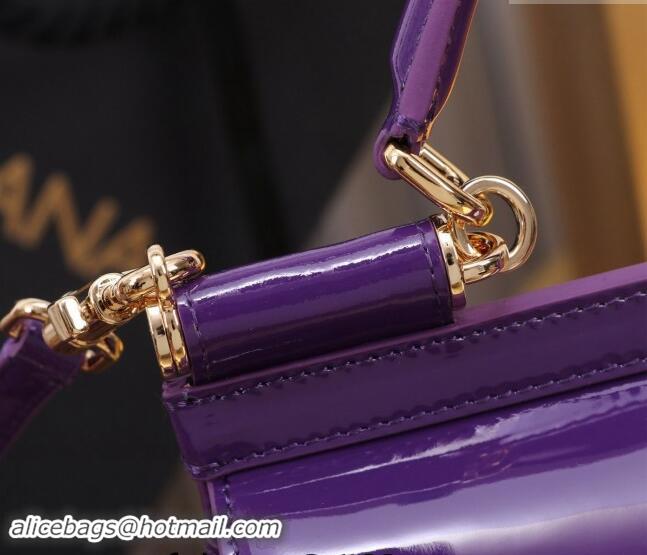 Big Discount Dolce&Gabbana Patent Calfskin Small Sicily handbag BB6112 Purple 2024