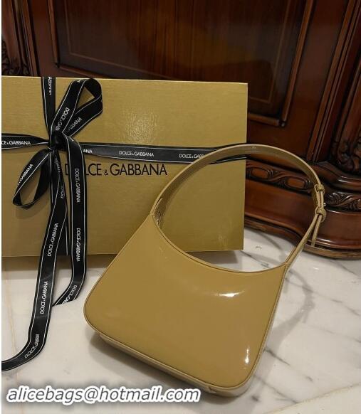 Best Price Dolce & Gabbana 3.5 Hobo Shoulder bag with DG Logo in Patent Leather D3016 Apricot 2024