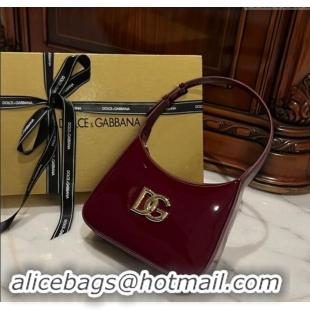 Good Taste Dolce & Gabbana 3.5 Hobo Shoulder bag with DG Logo in Patent Leather D3016 Dark Burgundy 2024